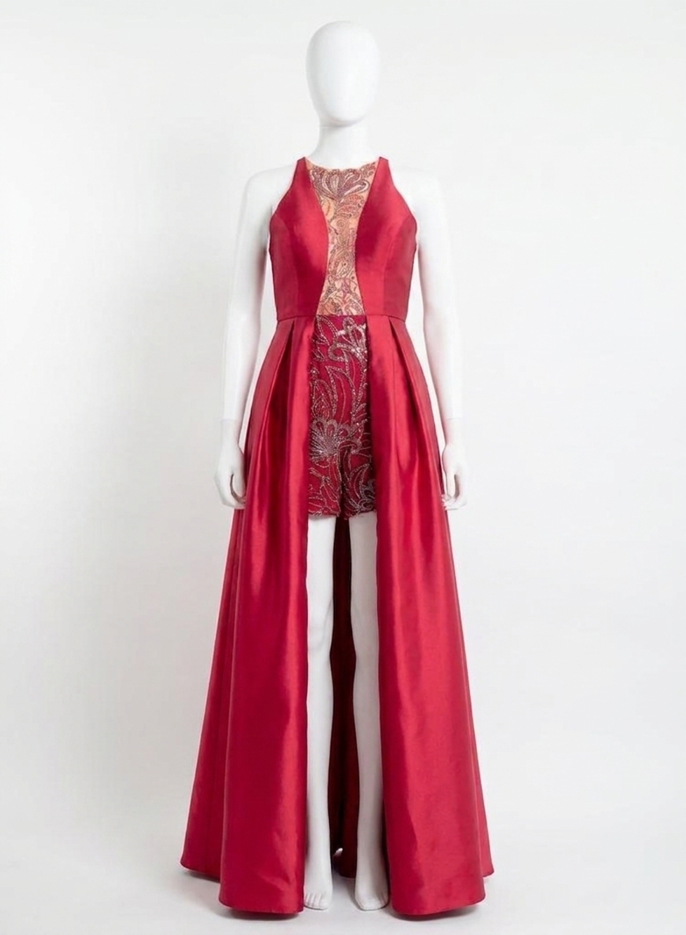 NEW RACHEL ALLAN beaded mikado prom gown in marsala